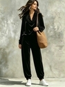 Women's Casual Cowl Neck Long Sleeve Top And Jogger Pants Set
