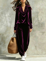 Women's Casual Cowl Neck Long Sleeve Top And Jogger Pants Set