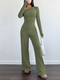 Off-Shoulder Knit Two-Piece Set Women Slim Fit Long Sleeve Top Wide Leg Pants