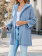 Women's Fleece Hooded Cardigan Mid-Length Coat