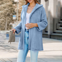 Women's Fleece Hooded Cardigan Mid-Length Coat