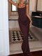 Women's Long Sleeve Slim Fit Corset Cami Bodycon Long Dress