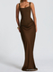 Women's Long Sleeve Slim Fit Corset Cami Bodycon Long Dress