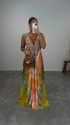 Bohemian Spaghetti Strap Sleeveless Printed Maxi Dress