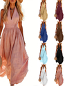 Elegant V-Neck Sleeveless Solid Color Summer Dress