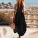 Elegant V-Neck Sleeveless Solid Color Summer Dress