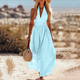 Elegant V-Neck Sleeveless Solid Color Summer Dress