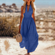 Elegant V-Neck Sleeveless Solid Color Summer Dress