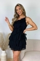 Backless One-Shoulder Ruffle Bodycon Mini Dress