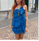 Backless One-Shoulder Ruffle Bodycon Mini Dress
