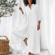 Solid Color Cotton Linen Long Sleeve Mid-Length Shirt Jumpsuit For Women