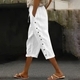 Women's Casual Capri Pants Elastic Waist Breathable Summer