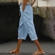 Women's Casual Capri Pants Elastic Waist Breathable Summer