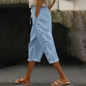 Women's Casual Capri Pants Elastic Waist Breathable Summer