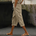 Women's Casual Capri Pants Elastic Waist Breathable Summer