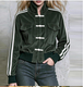 Women's Corduroy Short Jacket With Frog Button Closure