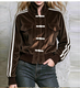 Women's Corduroy Short Jacket With Frog Button Closure