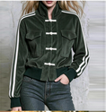 Women's Corduroy Short Jacket With Frog Button Closure