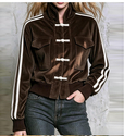 Women's Corduroy Short Jacket With Frog Button Closure