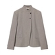 Gray Elegant High Neck Suit Jacket For Women