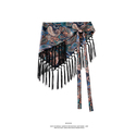 Tassel Tie Waist Printed Triangular Scarf Skirt Layered Cover-Up