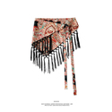 Tassel Tie Waist Printed Triangular Scarf Skirt Layered Cover-Up