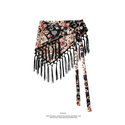 Tassel Tie Waist Printed Triangular Scarf Skirt Layered Cover-Up