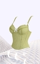 Green Green Striped Fishbone Corset Open-Back Camisole Top