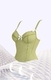 Green Green Striped Fishbone Corset Open-Back Camisole Top