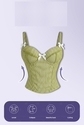 Green Green Striped Fishbone Corset Open-Back Camisole Top