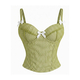 Green Green Striped Fishbone Corset Open-Back Camisole Top