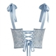 Blue Open-Back Cami Bra With Chest Pads And Corset Shapewear