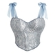 Blue Open-Back Cami Bra With Chest Pads And Corset Shapewear