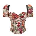 Multi-color Vintage Oil Painting Corset Top With Sleeves