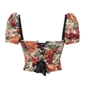Multi-color Vintage Oil Painting Corset Top With Sleeves