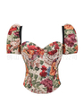 Multi-color Vintage Oil Painting Corset Top With Sleeves