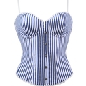 Blau Blumenspitze Schnürung Offener Rücken Camisole Korsett BH