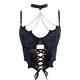 Blue Halter Corset Bustier Top With Fishbone Detail For Women