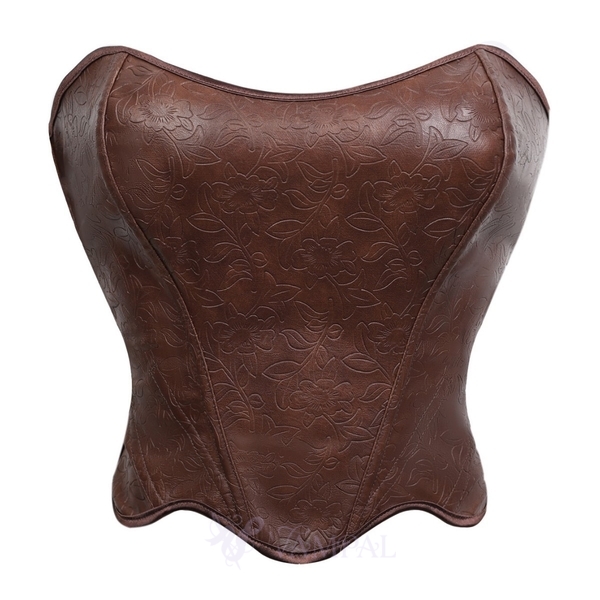 Black Faux Leather Corset Top With Push-Up Bustier And Tummy Control