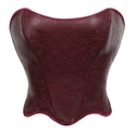 Black Faux Leather Corset Top With Push-Up Bustier And Tummy Control