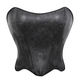 Black Faux Leather Corset Top With Push-Up Bustier And Tummy Control