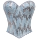 Blue Blue Sequin Corset Tube Top Vintage Court Style Shaping Vest