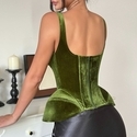 Grün Olivgrün Samt Korsett Bustier Camisole Top