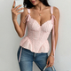 French-Style Tweed Camisole Corset Top With Ruffled Hem