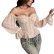 Schulterfreies Chiffon Puffärmel Top