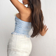 Embroidered Patchwork Lace-Up Corset Tank Top