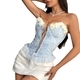 Embroidered Patchwork Lace-Up Corset Tank Top