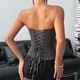 Color-Block Red And Gray Corset Tube Top With Underwire And Boning