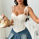 Western Pastoral Floral Lace-Up Camisole Top