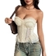 Apricot Ruffle Lace-Up Boned Corset Tube Top